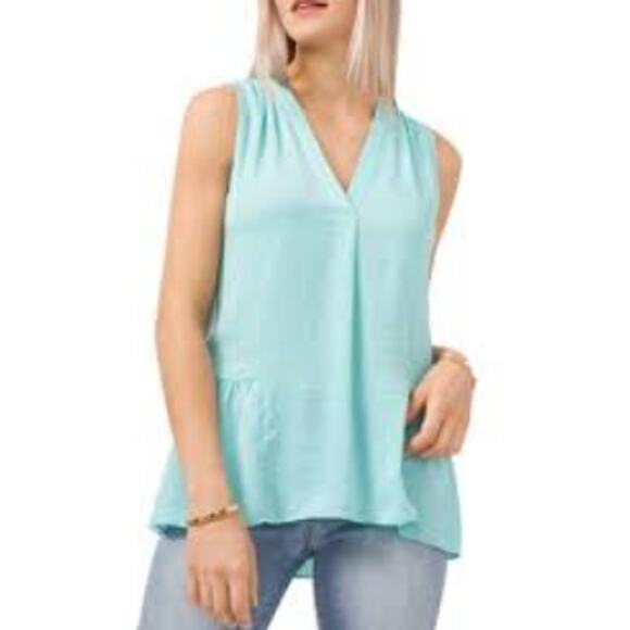 NEW VINCE CAMUTO Women's Crystal Lake V-Neck Peplum Top Size XS - Picture 1 of 6